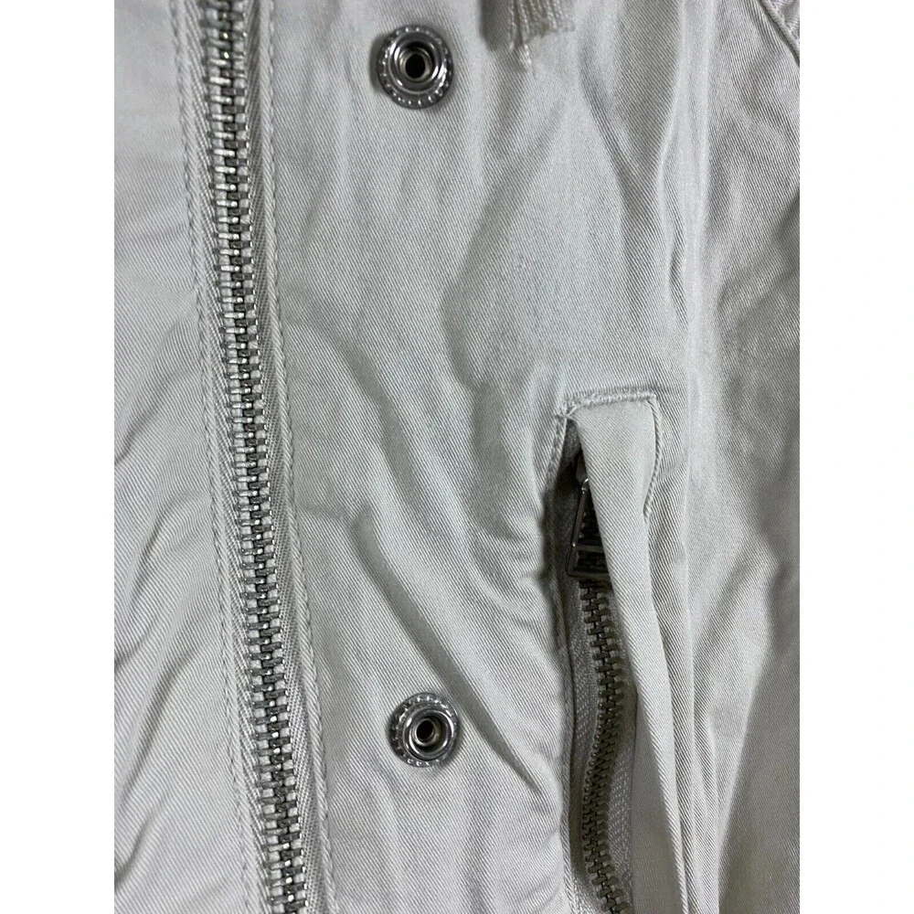 Gap Field Jacket Women's XS Beige Cotton Full Zip Cinched Waist‎ Utility Hooded